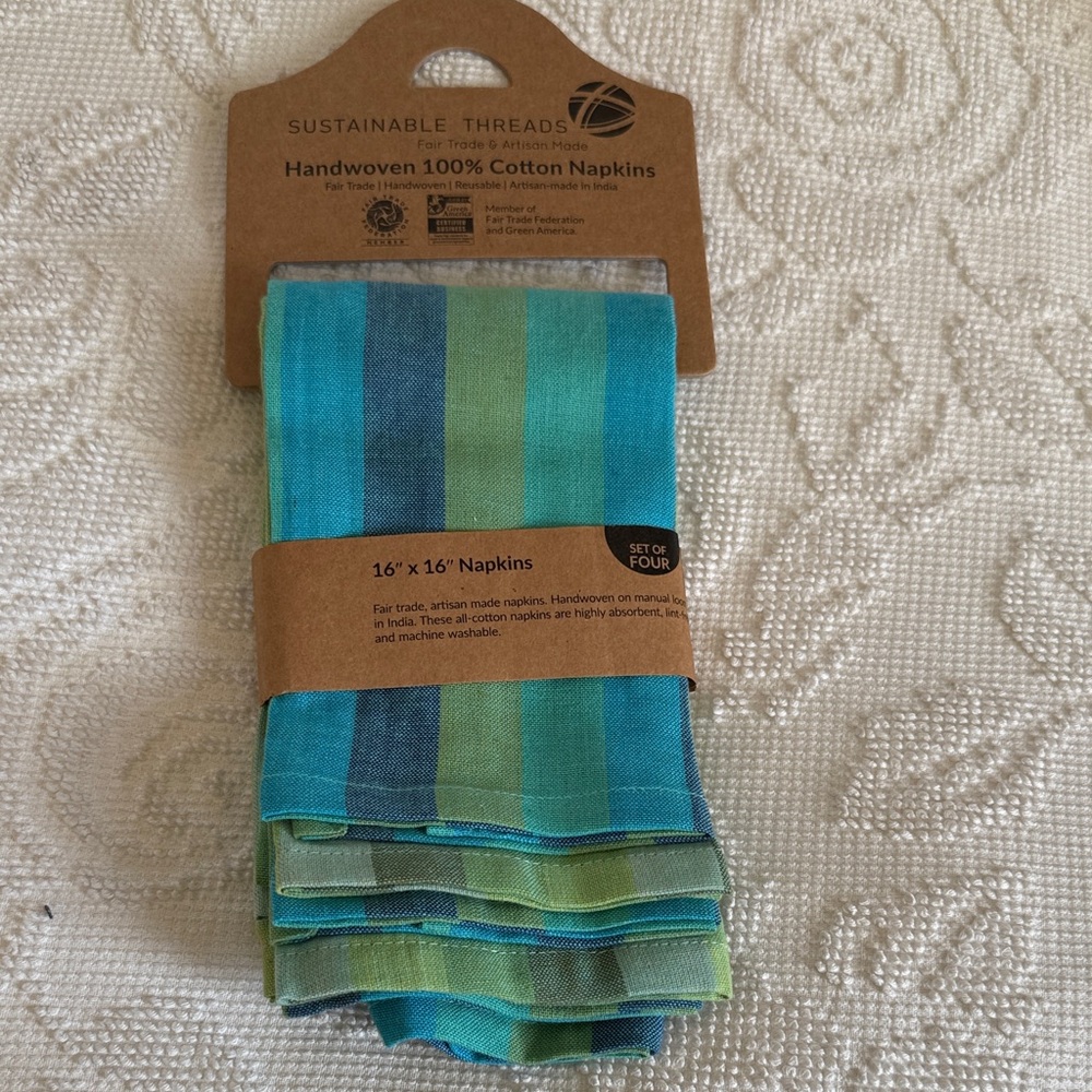 Sustainable Threads Blue and Green Cotton Napkins